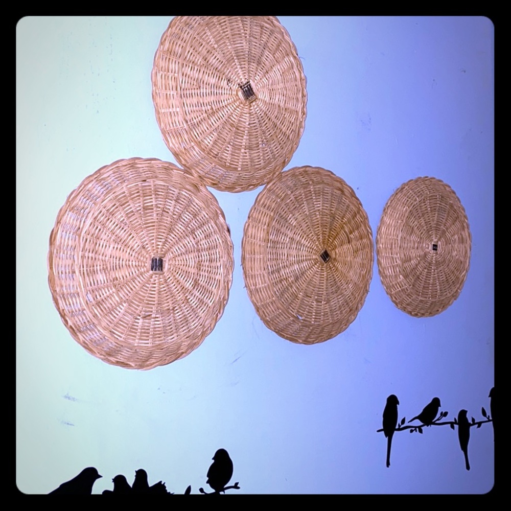 Boho wicker paper plate holders (set of 4) upcycle